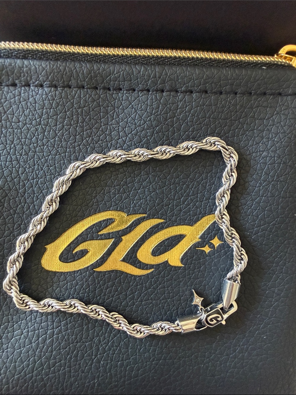 Gld- 4MM palm chain bracelet 8 inch in white gold